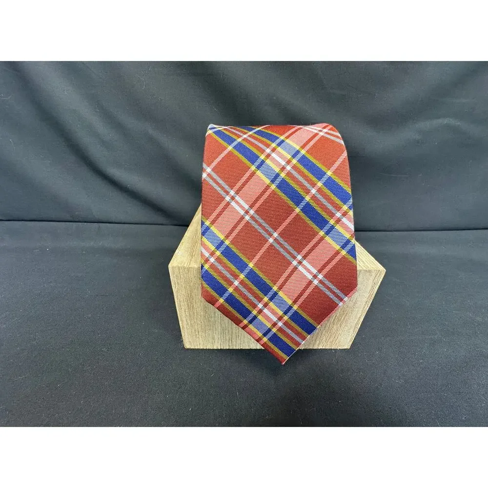 Lauren Ralph Lauren Red Plaid Tie Red White Blue Yellow Plaid Preppy